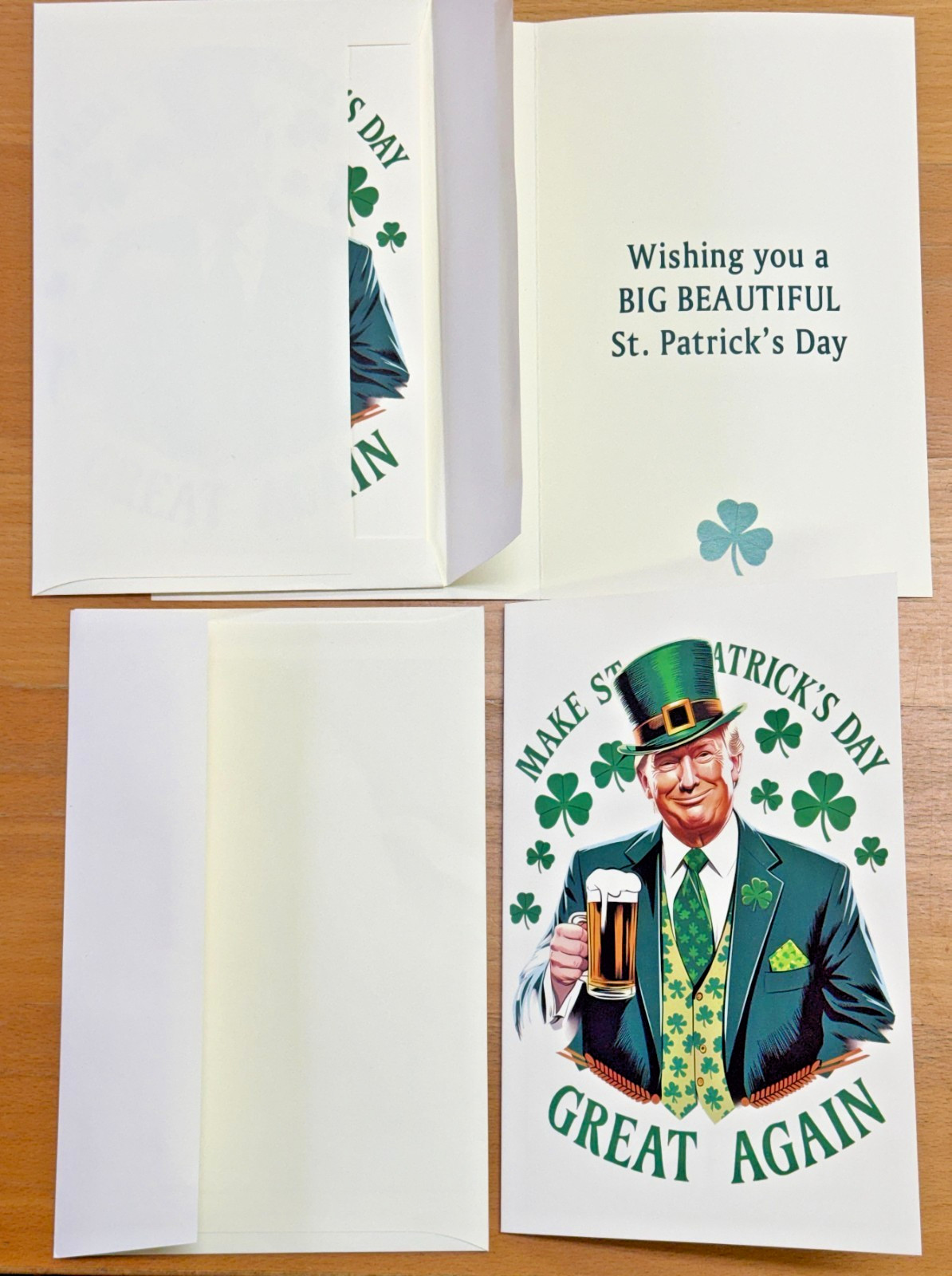 Donald  Trump Saint St. Patrick's Day Greeting Card w Envelope MAGA Gift Funny
