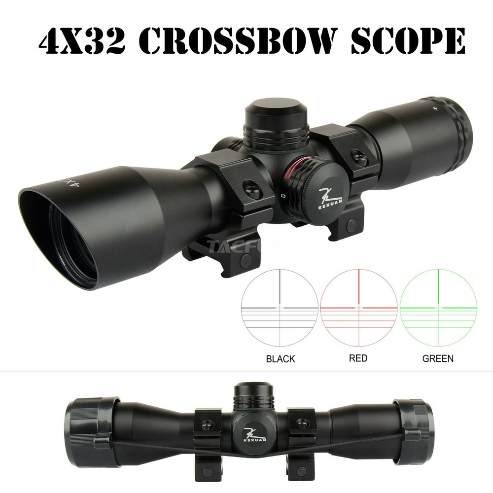 4X32 Crossbow Compact Multi Range Reticle Scope Red Green /W Rings