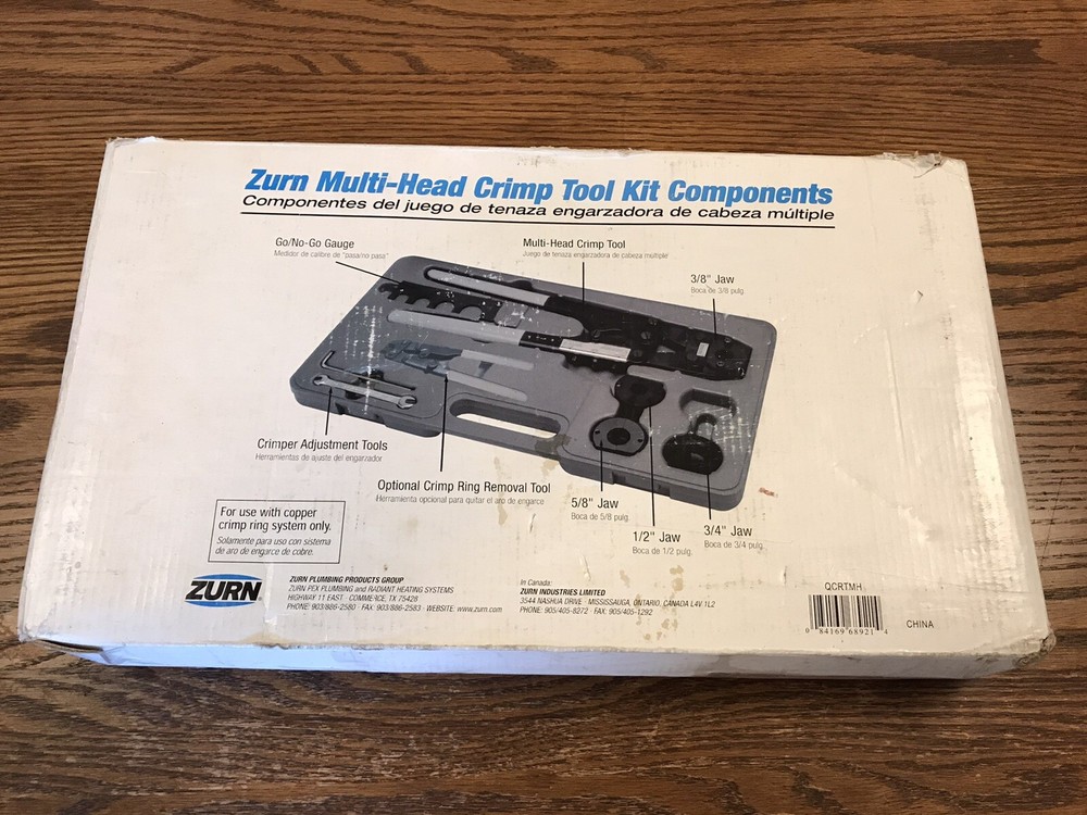 ZURN QCRTMH MULTI-HEAD CRIMP TOOL KIT COMPONENTS, FACTORY CASE