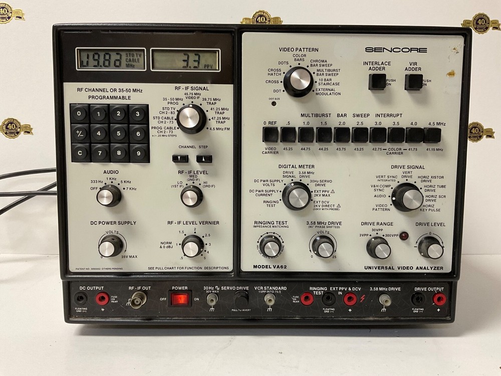 Sencore model VA62 Universal Video Analyzer Simplified Operating Manual
