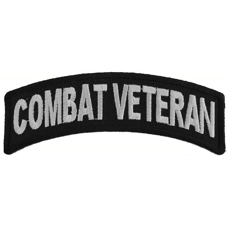 Combat Veteran Rocker Style Patch Biker Sew on Iron on Embroidered Patch