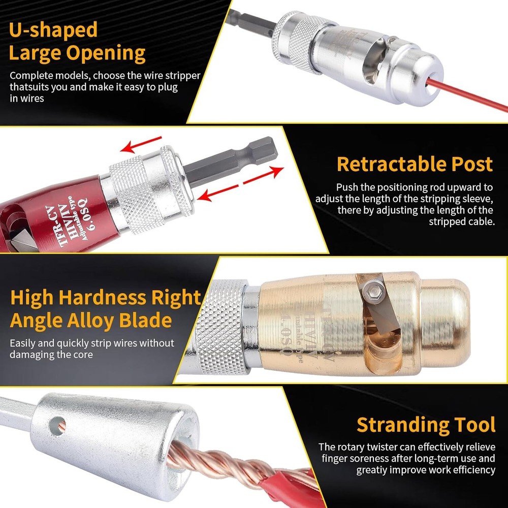 5 Piece Wire Stripper For Drill (Electricians Helper-Heavy Duty)
