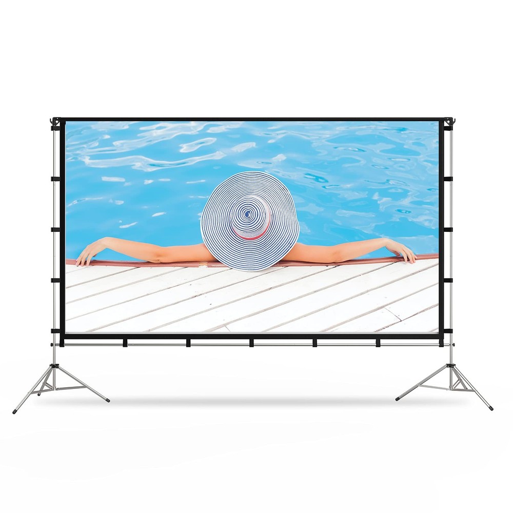 Projector Screen with Stand, 100 inch Portable Foldable Projection Screen wit...