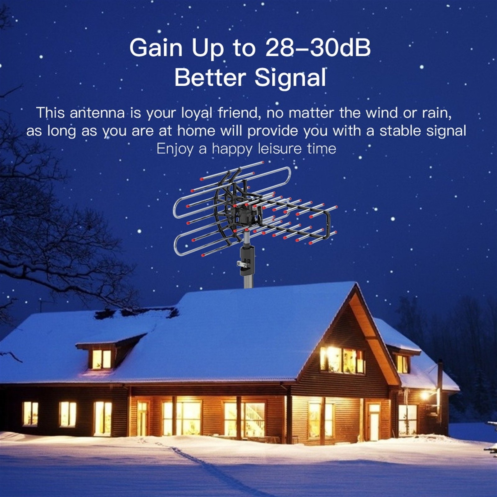 990 Miles Outdoor TV Antenna Motorized Amplified V/UHF HDTV 1080P 4K 360° Rotate