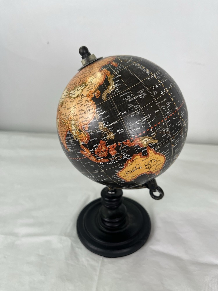 Small Globe Better Homes & Gardens Rotating Black/Orange Decor 9"