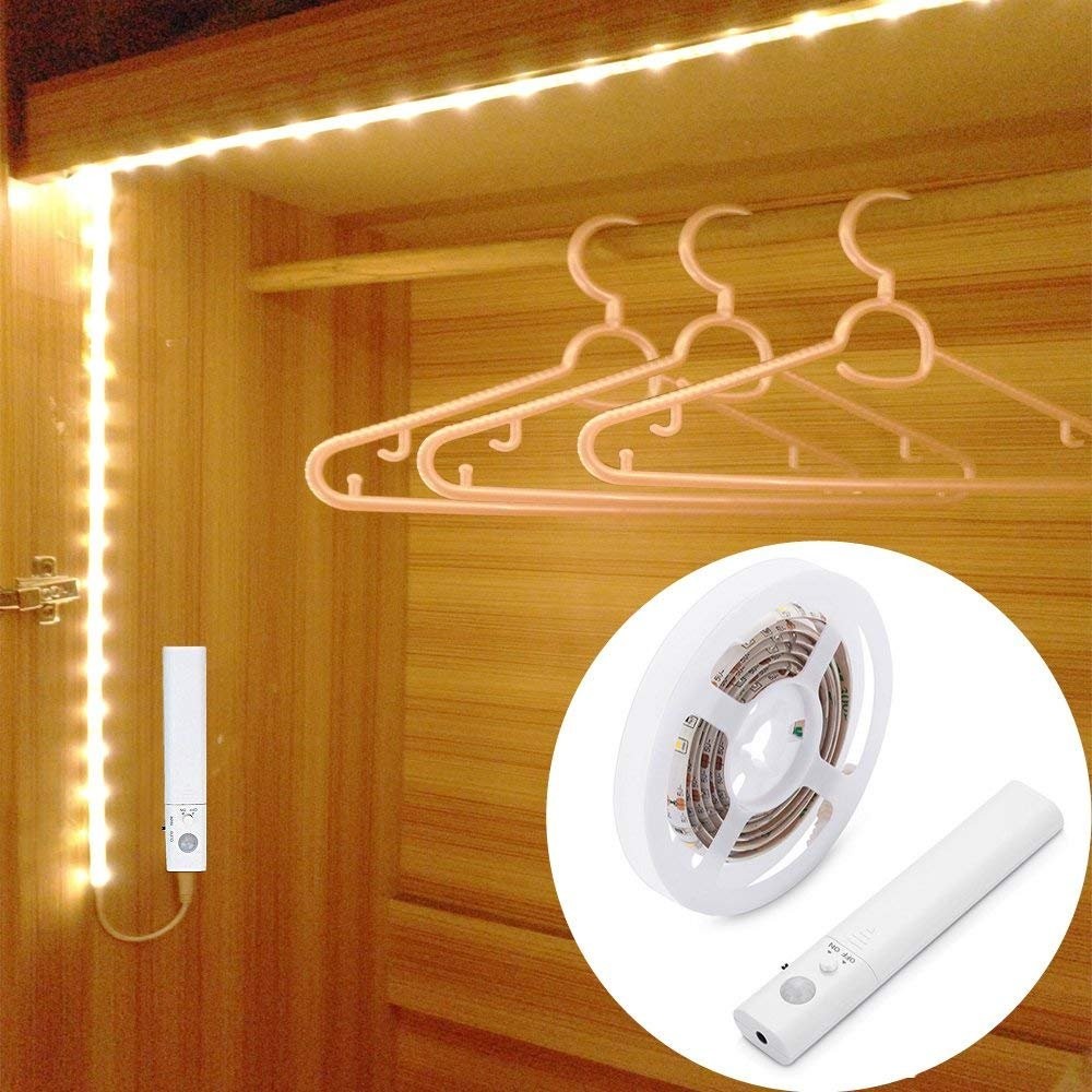 Motion Wardrobe Light, 2M Closet Lights, PIR Auto on/Off, Battery Powered War...