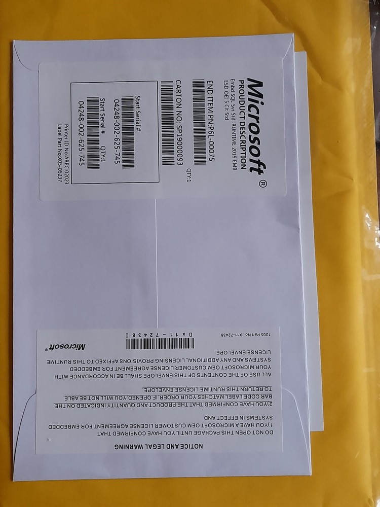 Microsoft SQL Server 2019 Standard w CALs DVD + License Pack