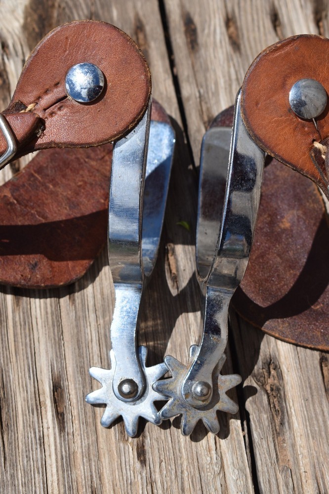 CROCKETT RENALDE CHROME PLATED SPURS W/ STRAPS