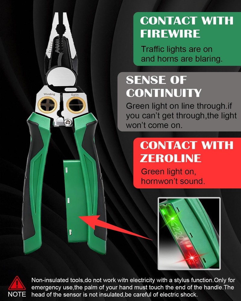 Chicat 8-in-1 Wire Stripper with Voltage Tester,Multi-function Electric Green