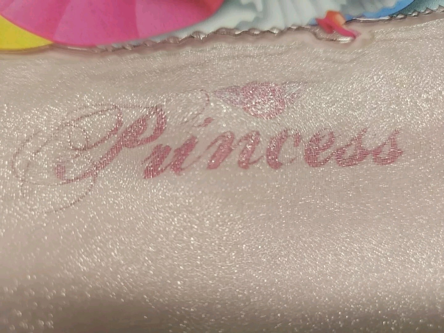 Disney Princess' Glitter Tote Bag Satin Pink Girls 11X12 NEW