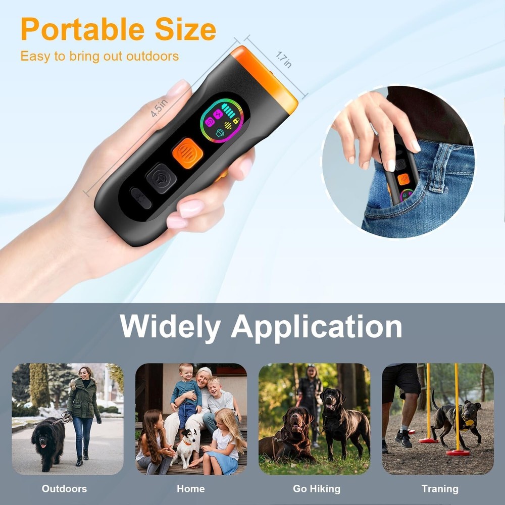 Dog Bark Deterrent Device, Ultrasonic Barking Silencer, 50Ft Range, 3 Modes