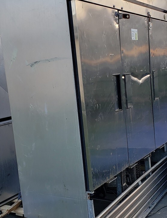 True Three Section Solid Door Reach-In Refrigerator