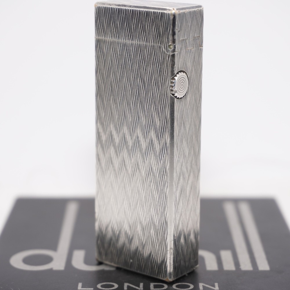 Dunhill Rollagas Lighter Silver CHEVRON Pattern-Ultrasonically cleaned_Working