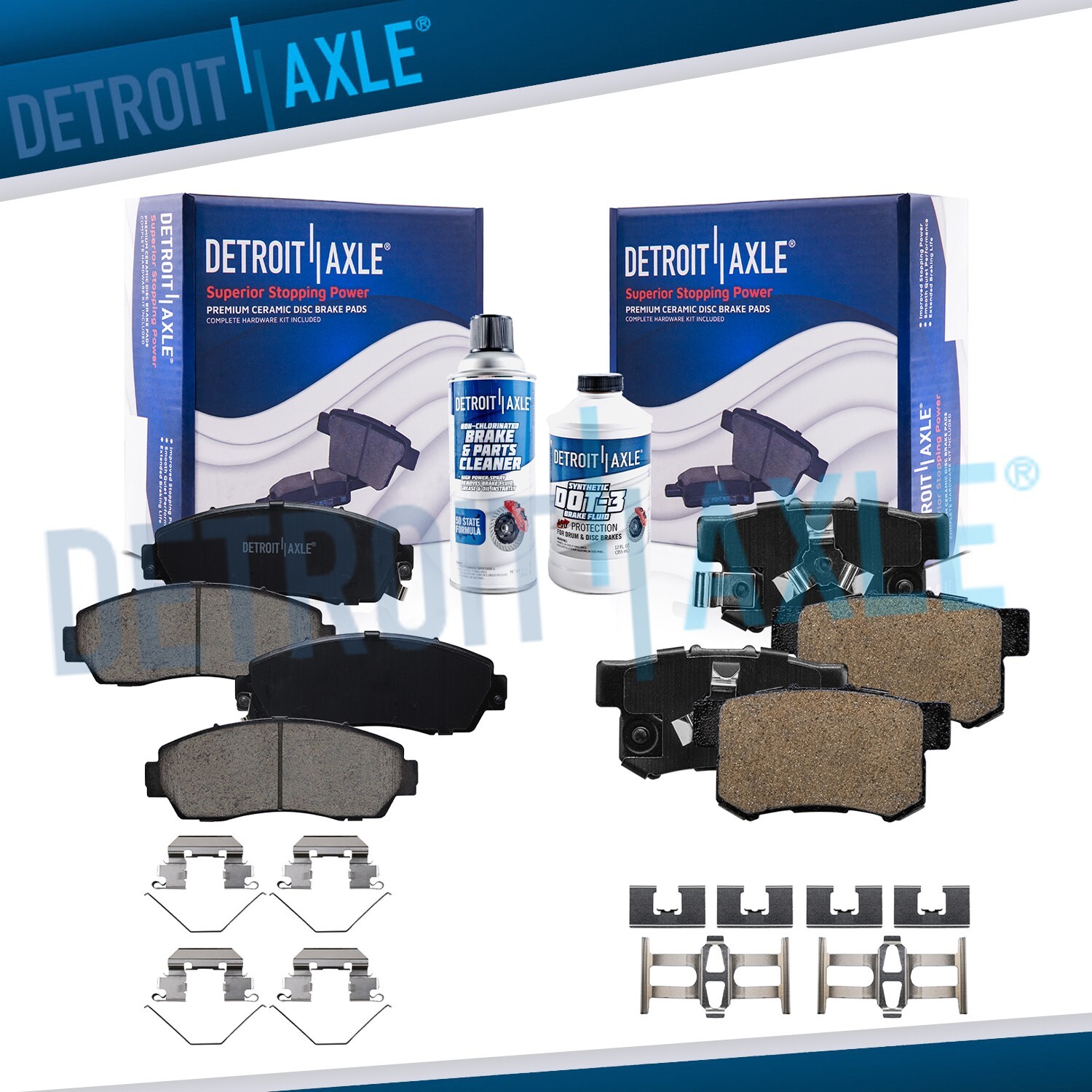 Front Rear Ceramic Brake Pads with Hardware for 2011 - 2016 Honda CR-V Crosstour