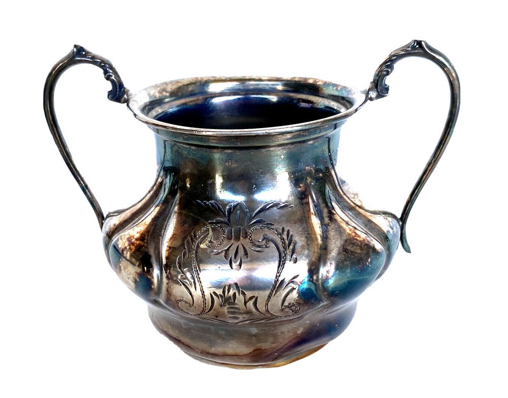 Antique Quad Plate Silver Tea Set Victorian Britannia Metal Co, Hand Chased