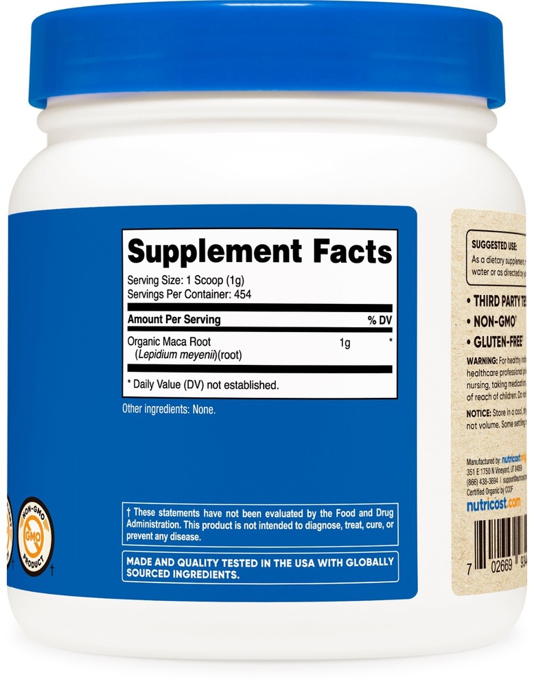 Nutricost Organic Maca Root Powder (454 Grams)