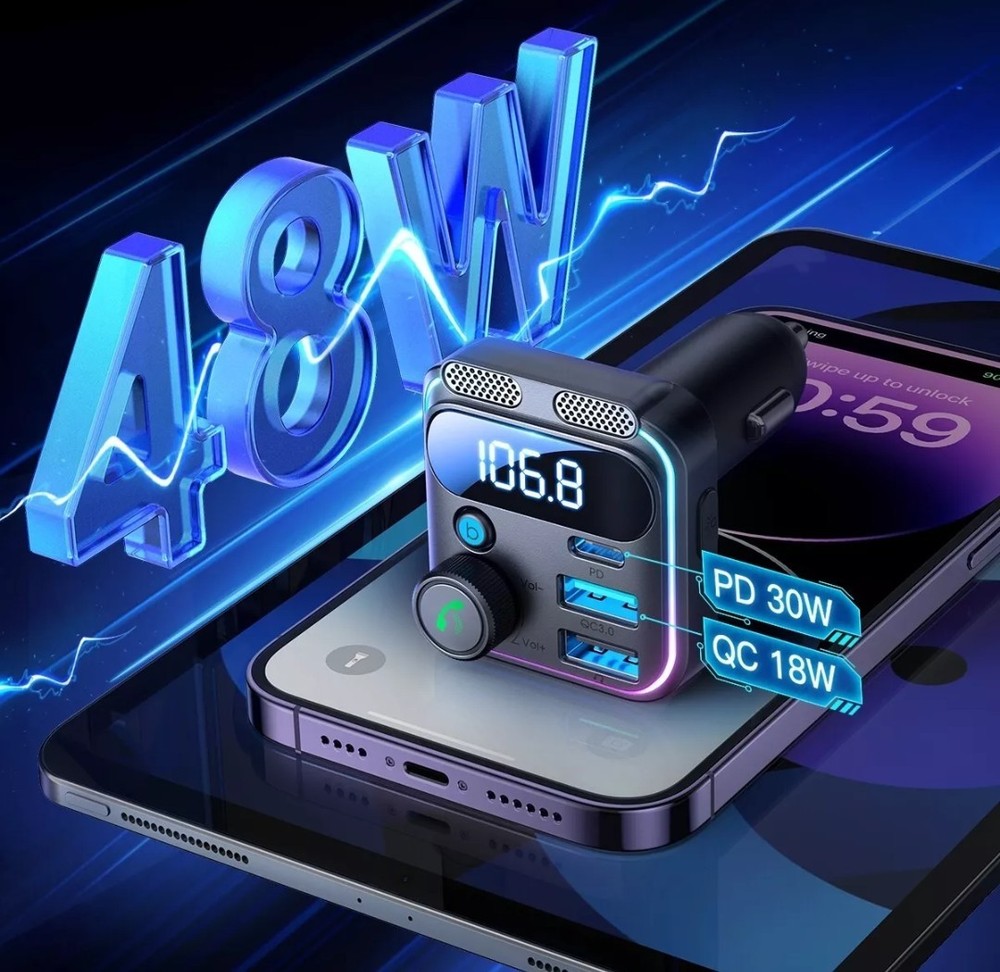 JOYROOM JR-CCB01 48W Dual Mic Wireless Car FM Transmitter