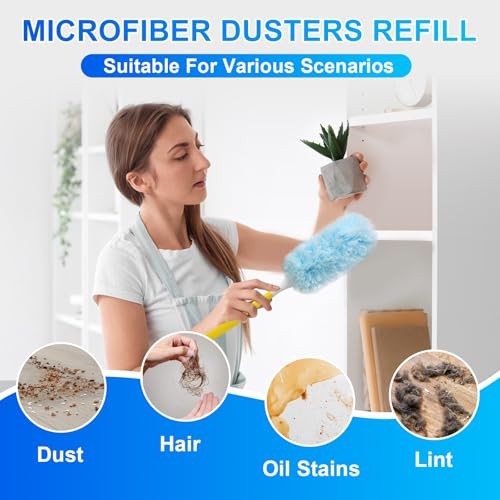 30 Count Dusters Refills with 1 Handle, Multi-Surface Disposable Duster, 360