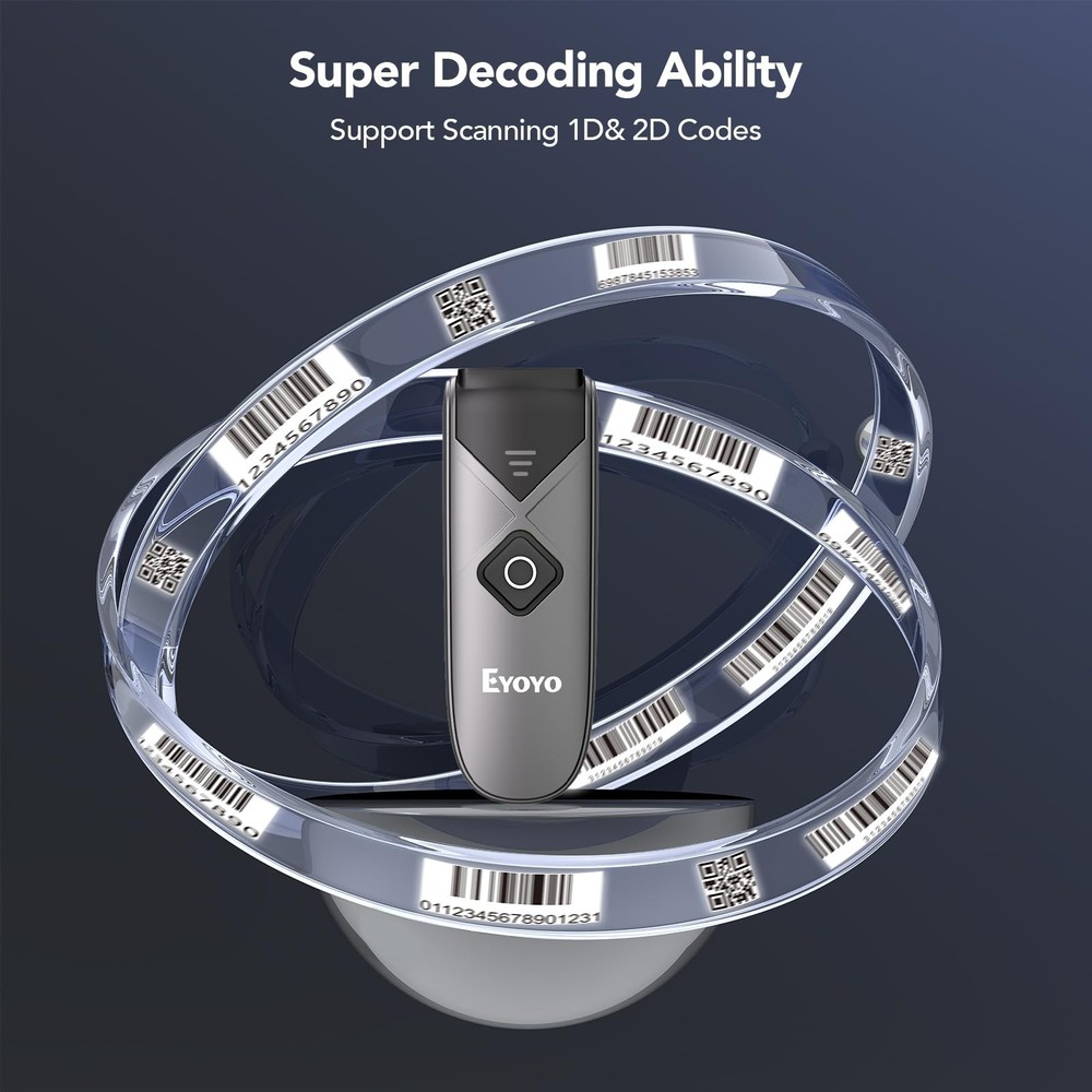 Eyoyo Bluetooth 2D&1D Barcode Scanner, Portable Wireless Mini Barcode Reader ...