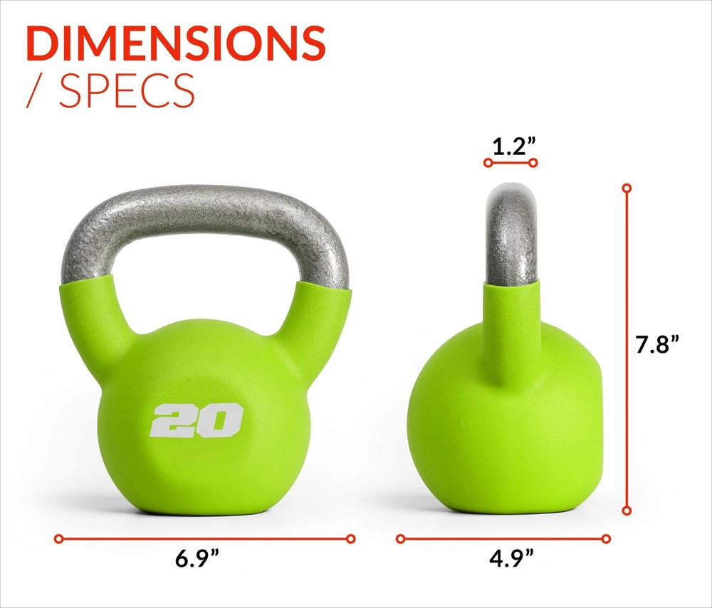 20lb Neoprene Coated Kettlebell, Green