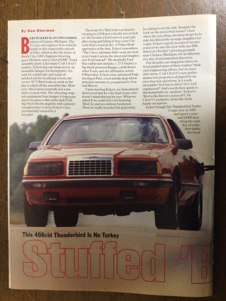 Misc 5365 Article Super Test 983 Thunderbird with a 466 ci engine swap Jan 1992