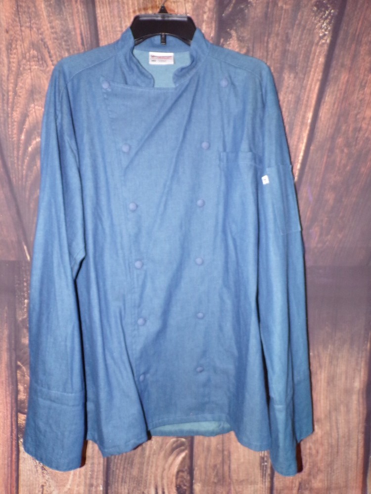 Uncommon Threads 0460C Sante Fe Chef Coat Blue Size M Medium