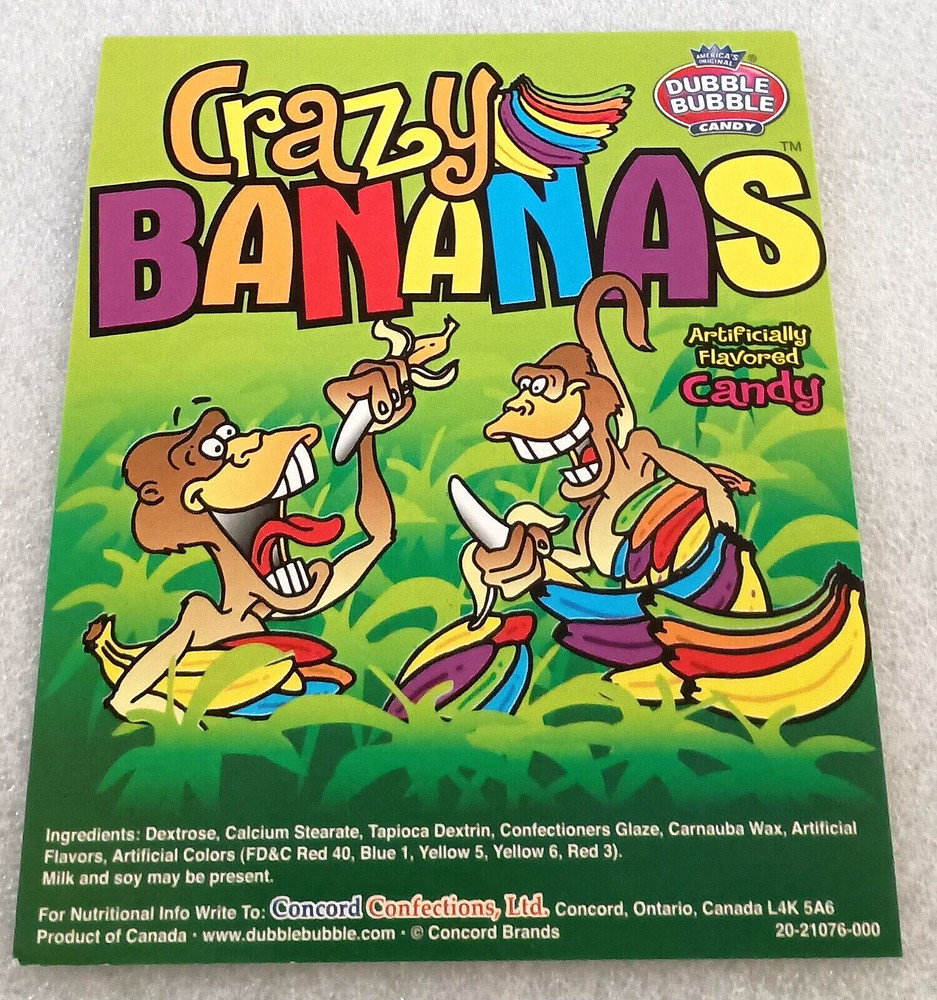 Dubble Bubble Crazy Bananas Candy Vending Machine Display Card 2000s NOS NEW