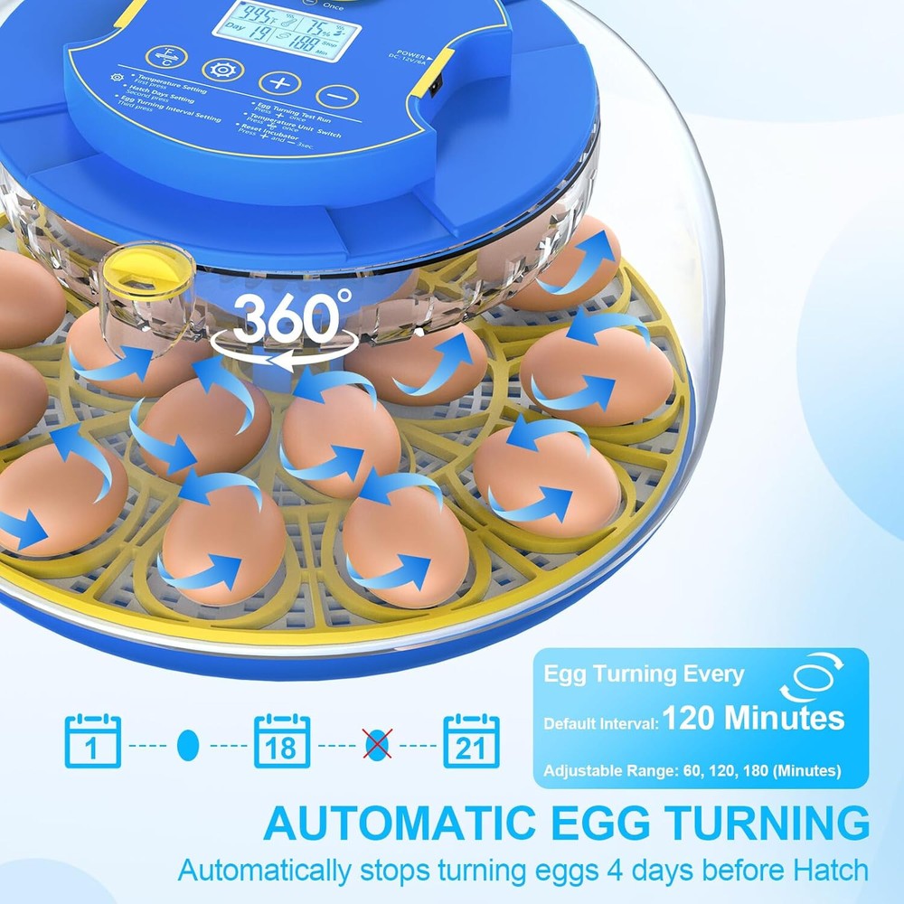 HBN 18 Egg Incubator with Temperature Control, Automatic Egg Turning & Humidity