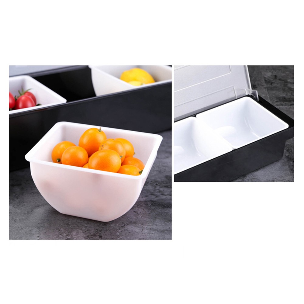 Ice Chilled 4/5 Compartment Condiment Server Caddy Serving Tray Container Bar US