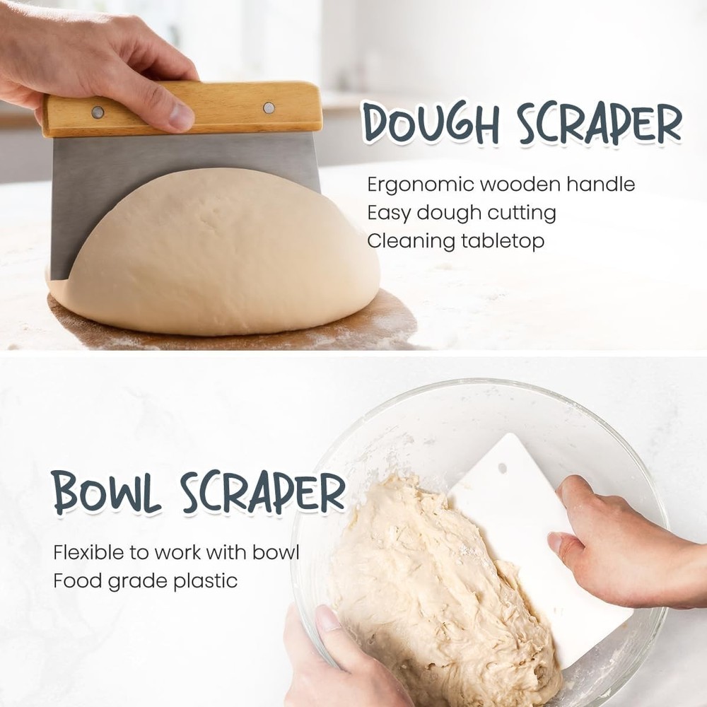 Dough Proofing Basket Set for Perfect Sourdough - Includes Baking Essentials