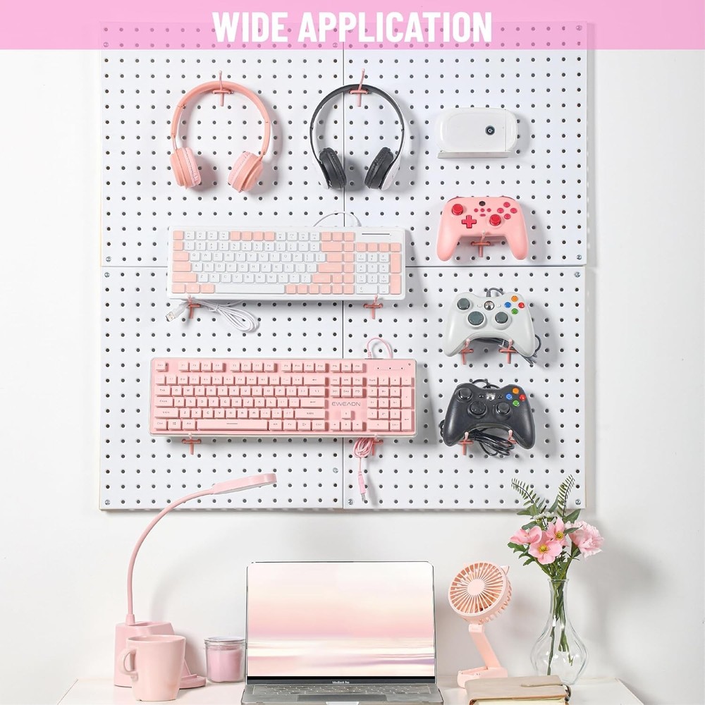 50 2 Inch Pink Pegboard Hooks with Rubber Tips for Secure Organization