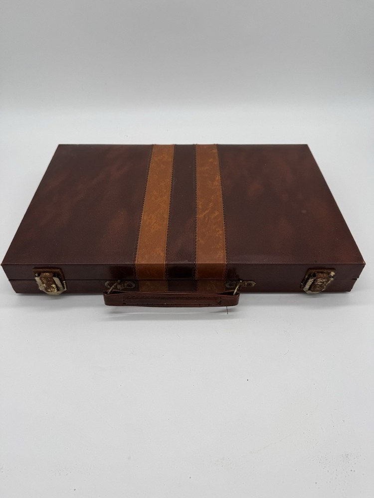 Vintage Pressman Backgammon Set Portable Leatherette Case