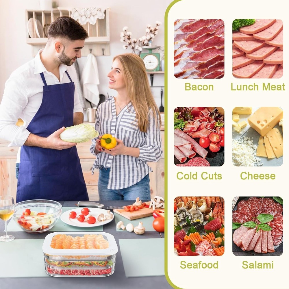 6 Pcs Deli Meat Container Fridge Stackable Bacon Lunch Meat Container