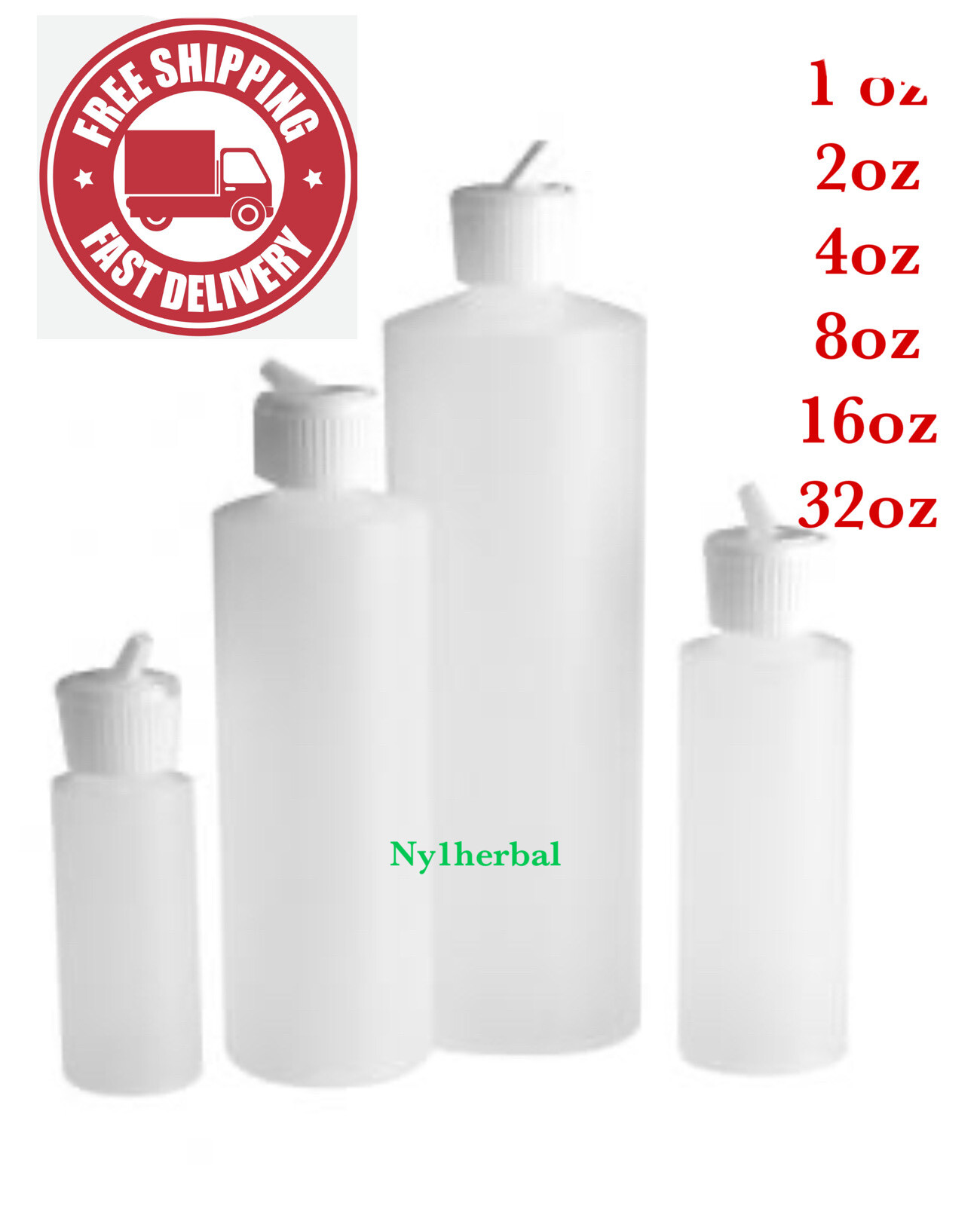 HDPE Plastic Cylinder Bottle with Flip Top Pour Spout, New