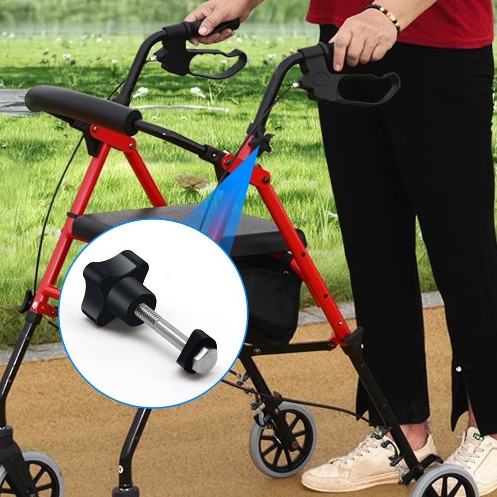 Yasdyri Rollator Walker Replacement Knob 2 PCS Arm Black