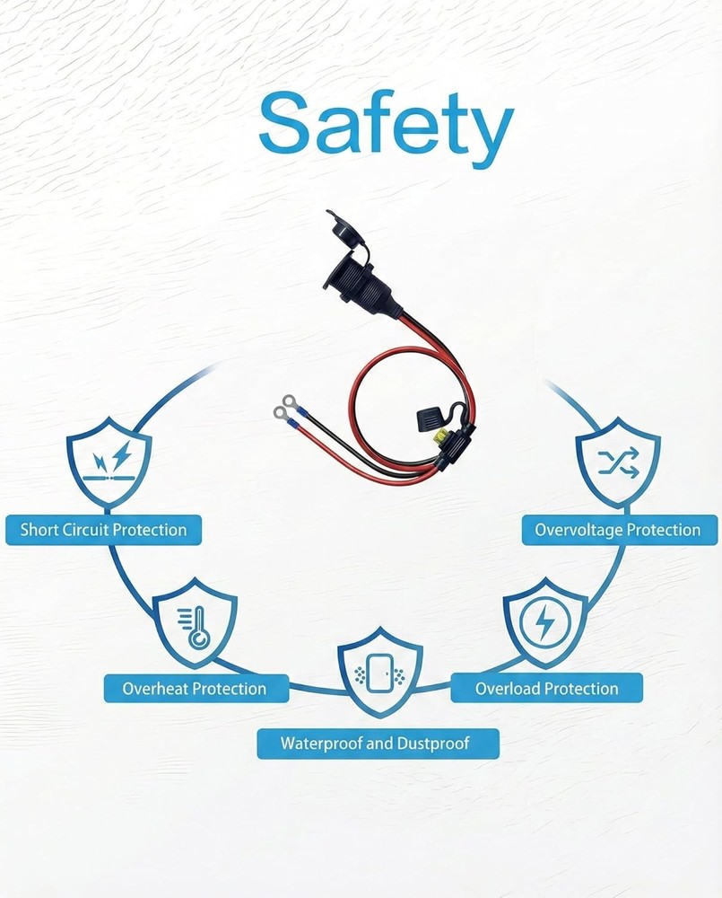 3FT 12V Fixed Thread Cigarette Lighter Socket Extension Cable, 12V Waterproof Ou