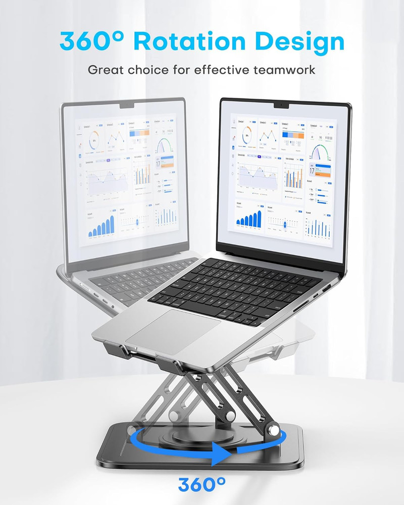 Adjustable Laptop Stand, Computer Stand with 360 Rotating Base, Ergonomic Lapto