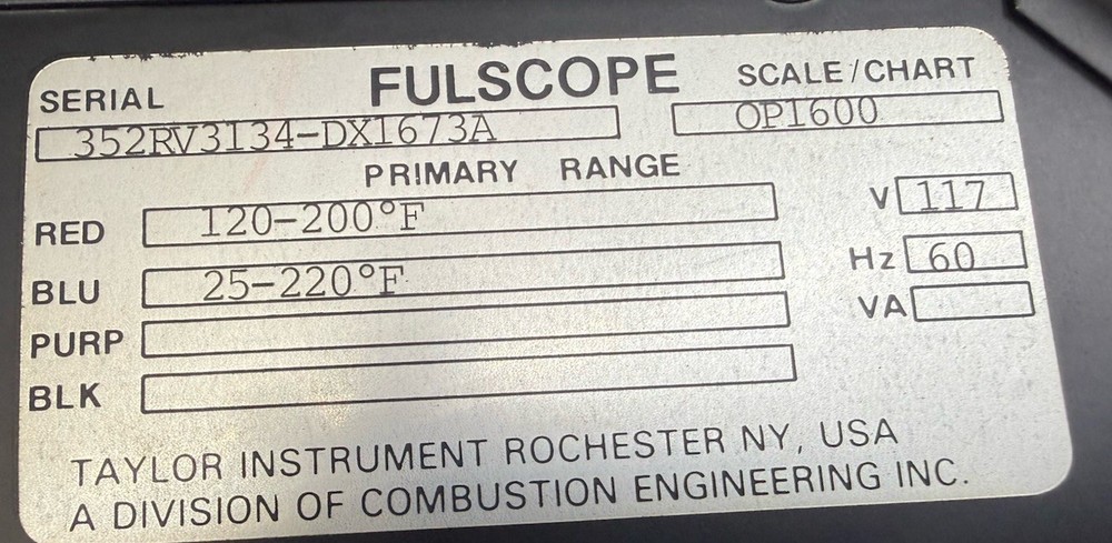 2- Taylor Instrument Temperature Chart Recorders 110v-ac