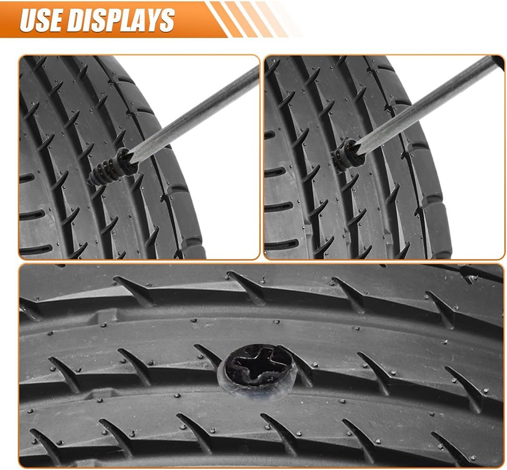 60PCS Tire Repair Screws Kit With Screwdriver 3 Sizes Rubber Plugs Flat Tires