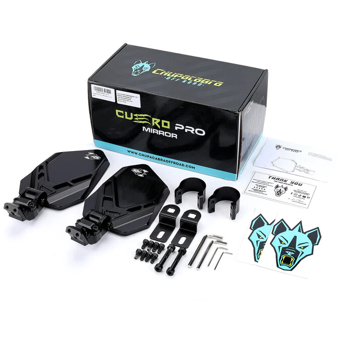 Chupacabra Offroad Cuero Pro UTV Side Mirror (Pair) - Black - 1.75" Clamp