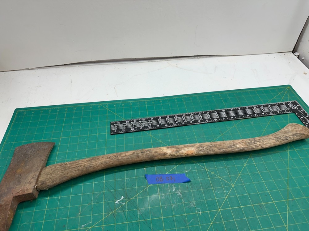 Vintage Fireman's Axe with Curved Hickory Handle