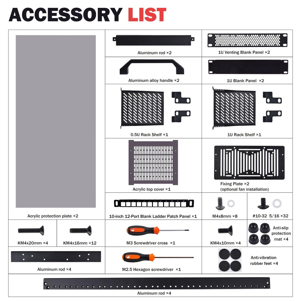 12U Server Cabinet, 10 inch Server Rack for Network, Servers, Audio, and Vide...