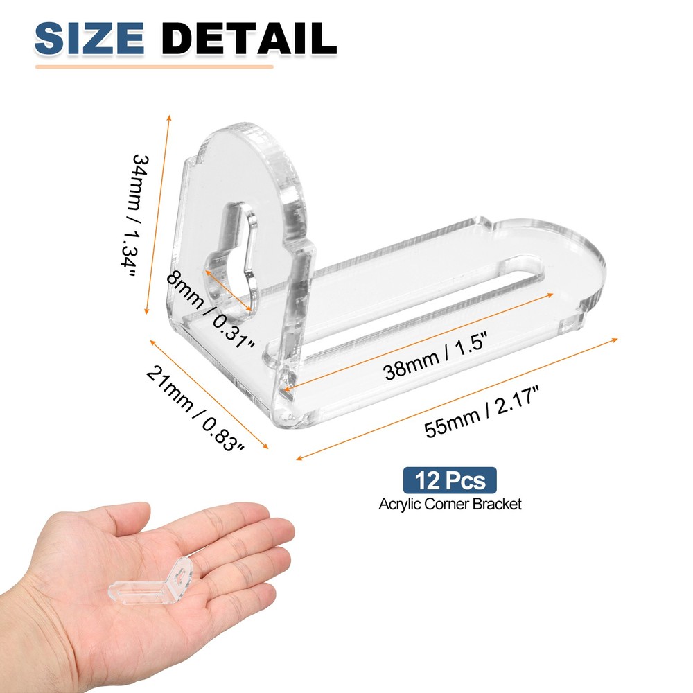 12Pcs Acrylic Corner Bracket, DIY L Angle Connector