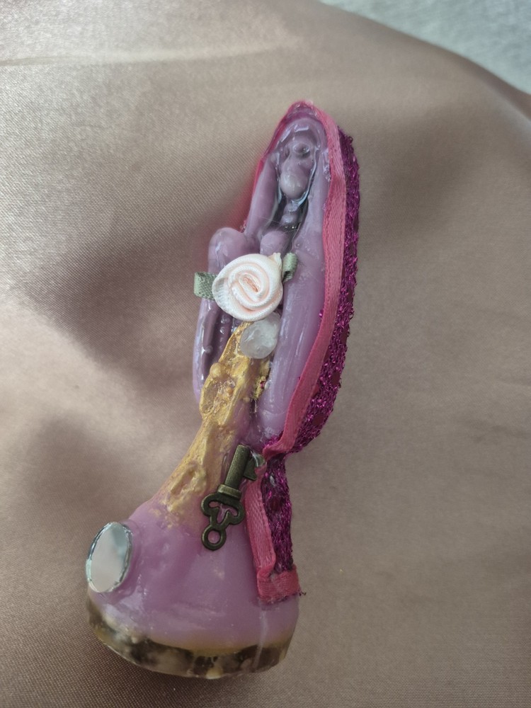 Santa Muerte Statue 3.5" Dressed PINK