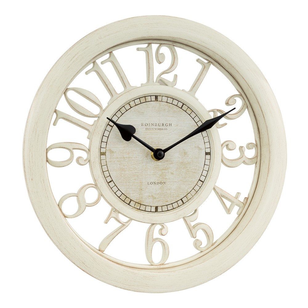 20857 Edinburgh Clock Works Co. 11.5" Floating Dial Wall Clock by Equity - White
