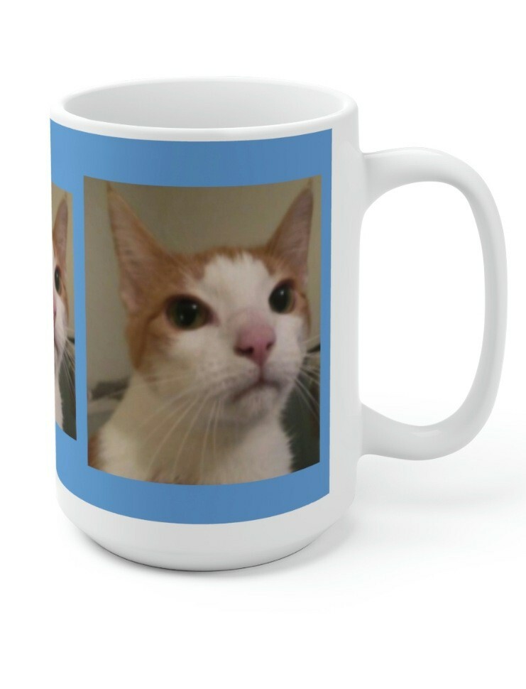 White Ceramic 15 Oz Cat Mug
