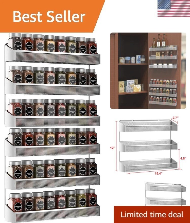 Sleek 3-Tier Spice Rack - Chrome Organizer for Kitchen and Bathroom Essentials