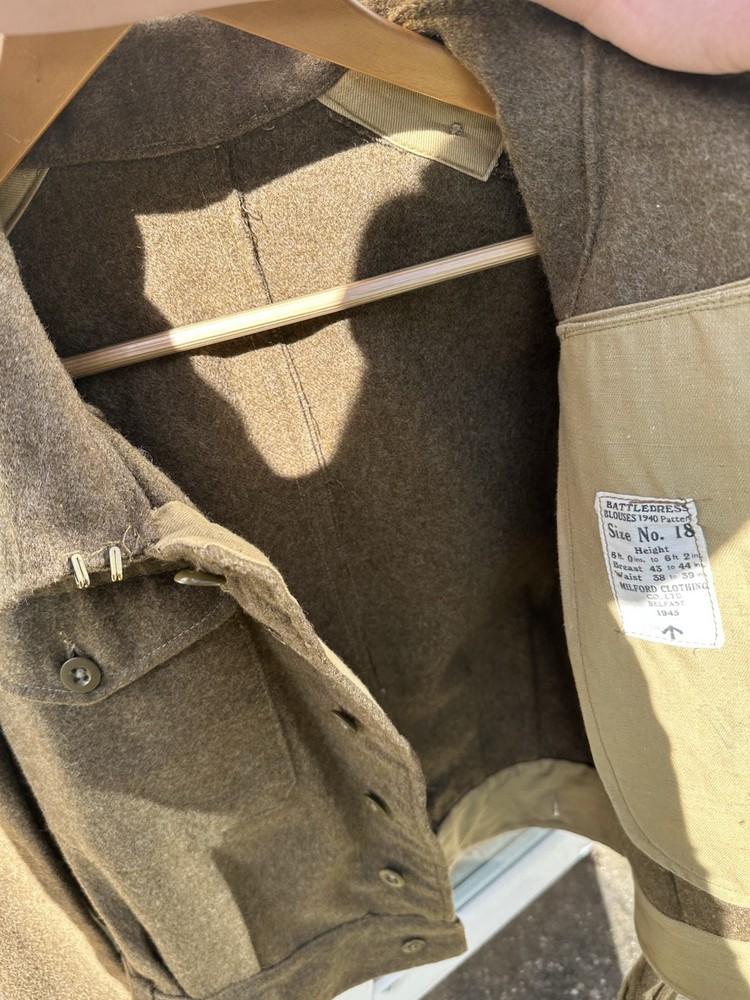 40 Pattern Battledress Blouse Size 18 Aug 1945 Dated WW2 Original