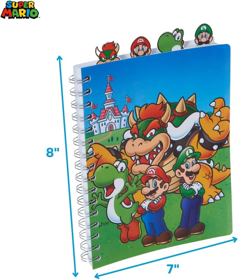 Innovative Designs Super Mario Bros Tab Journal Notebook, Spiral Bound, 96 Lined