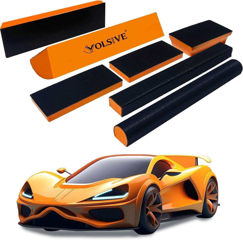 7pcs Hand Sanding Block Set, Rectangle Handheld Sanding Pad, Hook and Loop